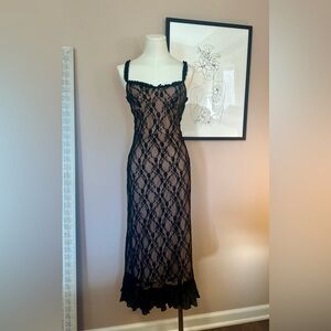 Commense Black Lace Midi Dress